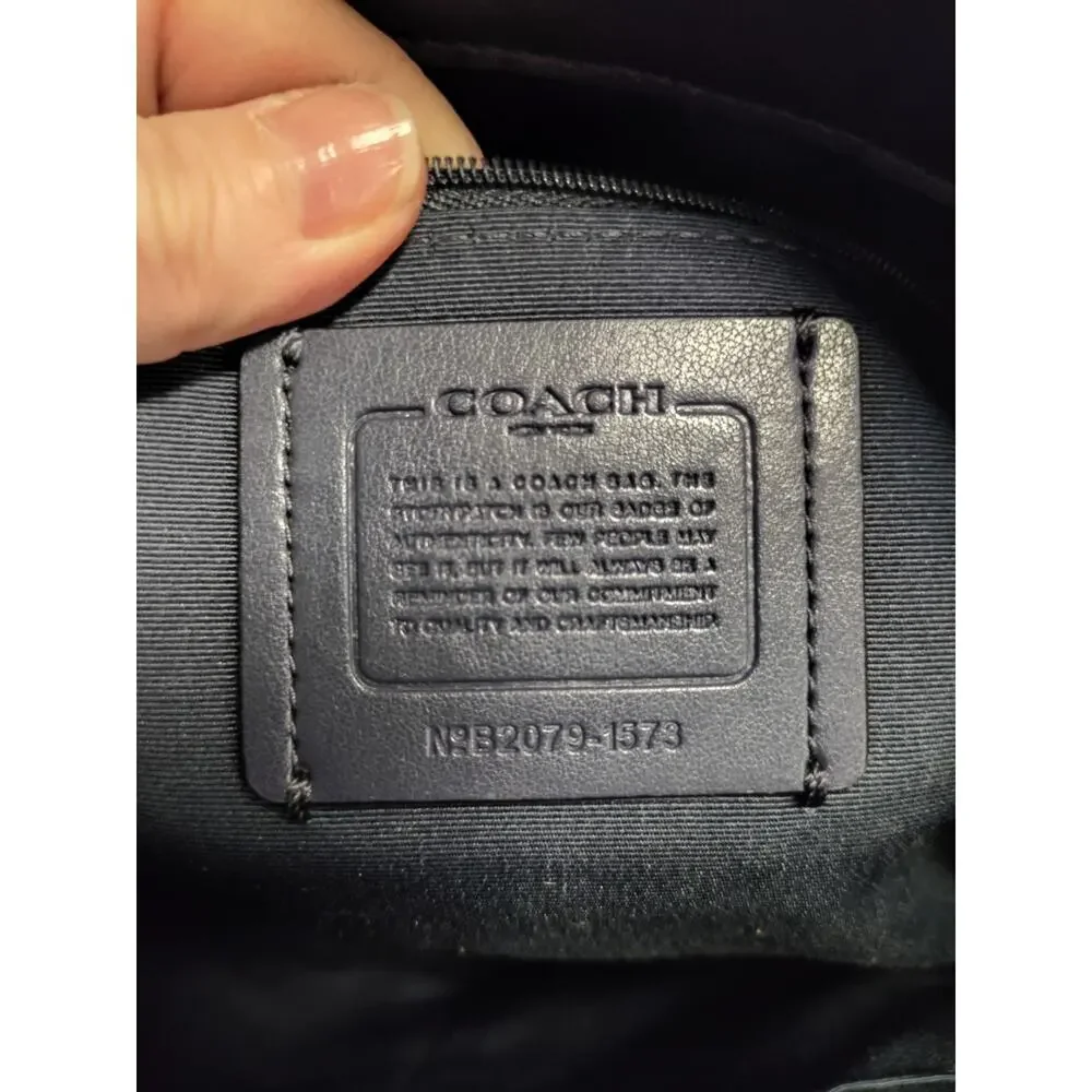 Coach 1573 May Pebble Leather Tote Navy Midnight Blue Shoulder Bag